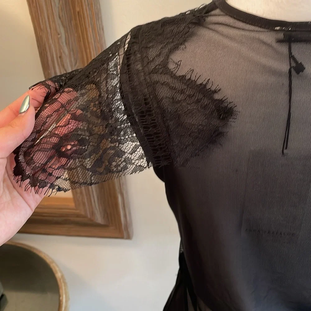 Black Mesh Lace Bodysuit -Zara - Picture 6 of 7